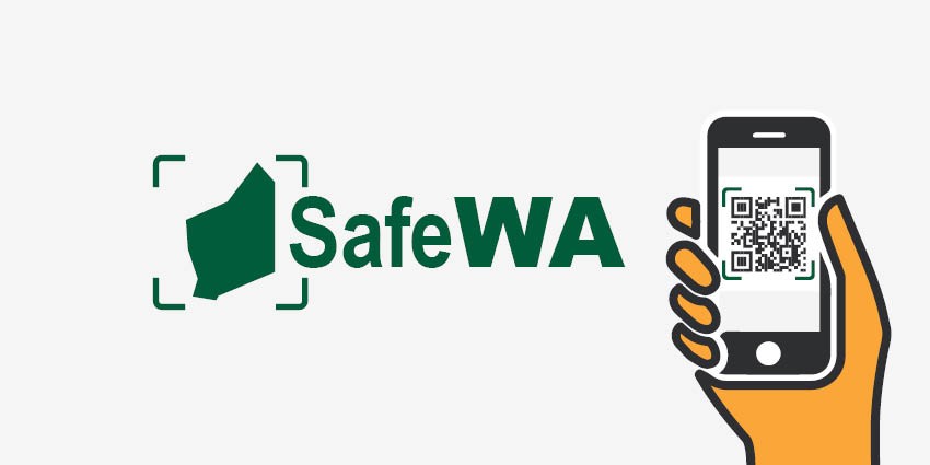 SafeWA contact register app logo with smartphone
